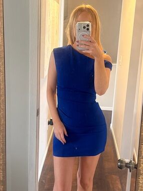 Showpo Electric Blue One-Shoulder Bodycon Dress